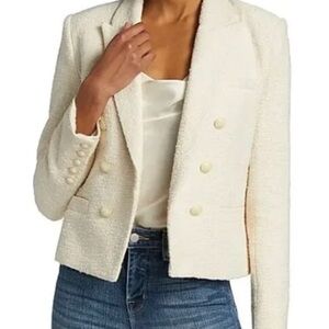 L’Agence Brooke Tweed Cream Double-Breasted Blazer